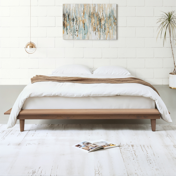 Solid Wood Bed Without Headboard